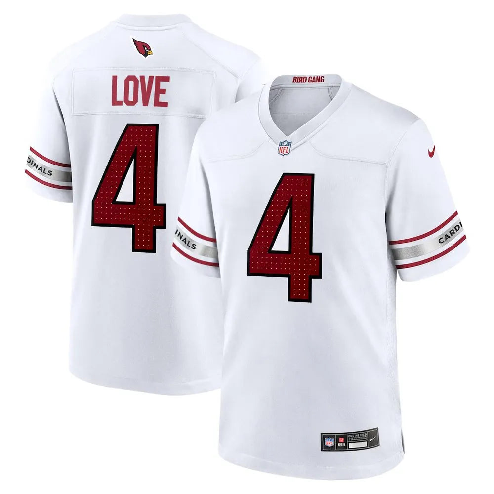 Men's Arizona Cardinals #4 Jeremiyah Love White 2026 NFL Draft Game Jersey