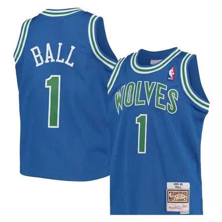 Youth Minnesota Timberwolves #1 LaMelo Ball 2026 Blue Throwback Swingman Jersey