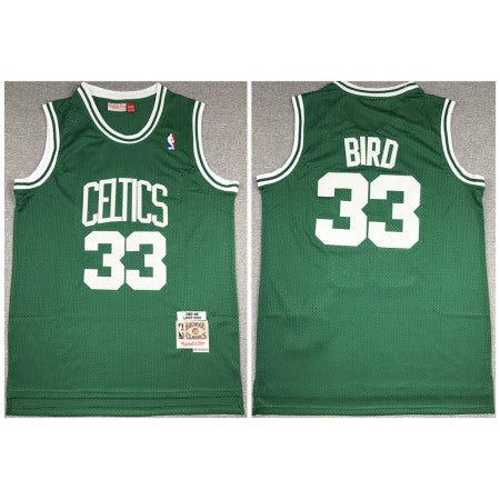 Men's Boston Celtics #33 Larry Bird 1985-86 Green Throwback Stitched Jersey