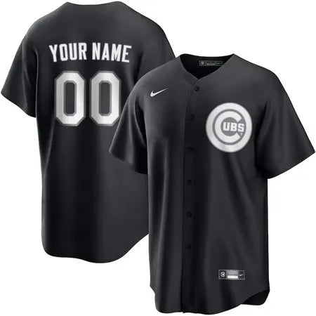 Youth Chicago Cubs Custom Black Lights Out Replica Jersey