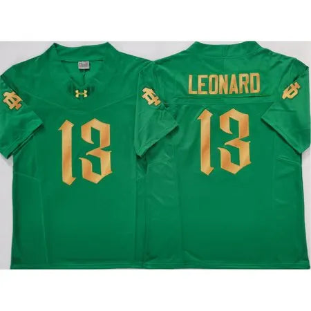 Men's Notre Dame Fighting Irish #13 Riley Leonard Green Stitched Jersey B33E