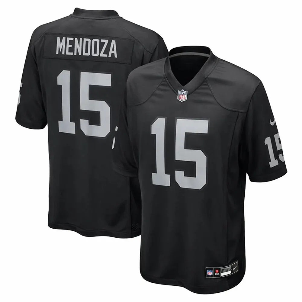 Men's Las Vegas Raiders #15 Fernando Mendoza Black 2026 NFL Draft Game Jersey