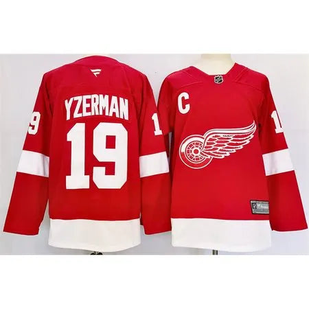 Men's Detroit Red Wings #19 Steve Yzerman Red 2024-25 Stitched Premium Jersey