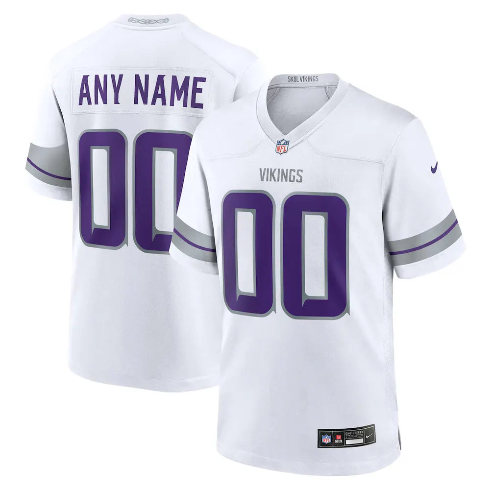 Men's Minnesota Vikings Nike White Alternate Game Custom Jersey