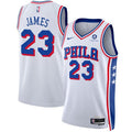 Men's Philadelphia 76ers #23 LeBron James White 2026 Association Edition With Patch Jersey
