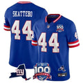 Men's New York Giants #44 Cam Skattebo Royal Vapor Untouchable Classic Retired Player 100TH Season Commemorative Patch Stitched Jersey