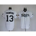 Rays #13 Carl Crawford Stitched White MLB Jersey