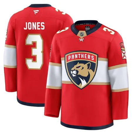 Men's Florida Panthers #3 Seth Jones Red Premium Authentic Home Jersey