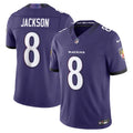 Men's Baltimore Ravens #8 Lamar Jackson Nike Purple Vapor F.U.S.E. Sewn Down Limited Jersey