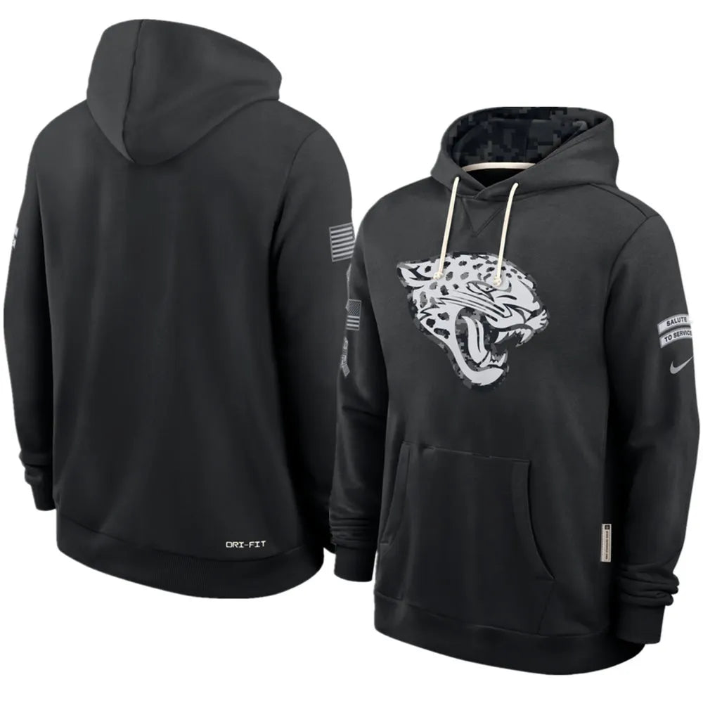 Men's Jacksonville Jaguars Nike Black 2026 Salute to Service Sideline Dri-FIT Pullover Hoodie