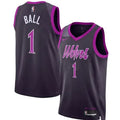 Youth Minnesota Timberwolves #1 LaMelo Ball 2026 Purple City Edition Jersey