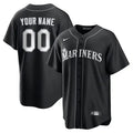 Men's Seattle Mariners Custom Black Lights Out Replica Jersey